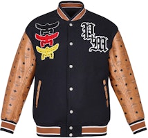 MCM SS23 Black Embroidered Patchwork Button-Up Baseball Jacket MHJDSJP01BK00M MCM SS23 Black Embroidered Patchwork Button-Up Baseball Jacket MHJDSJP01BK00M