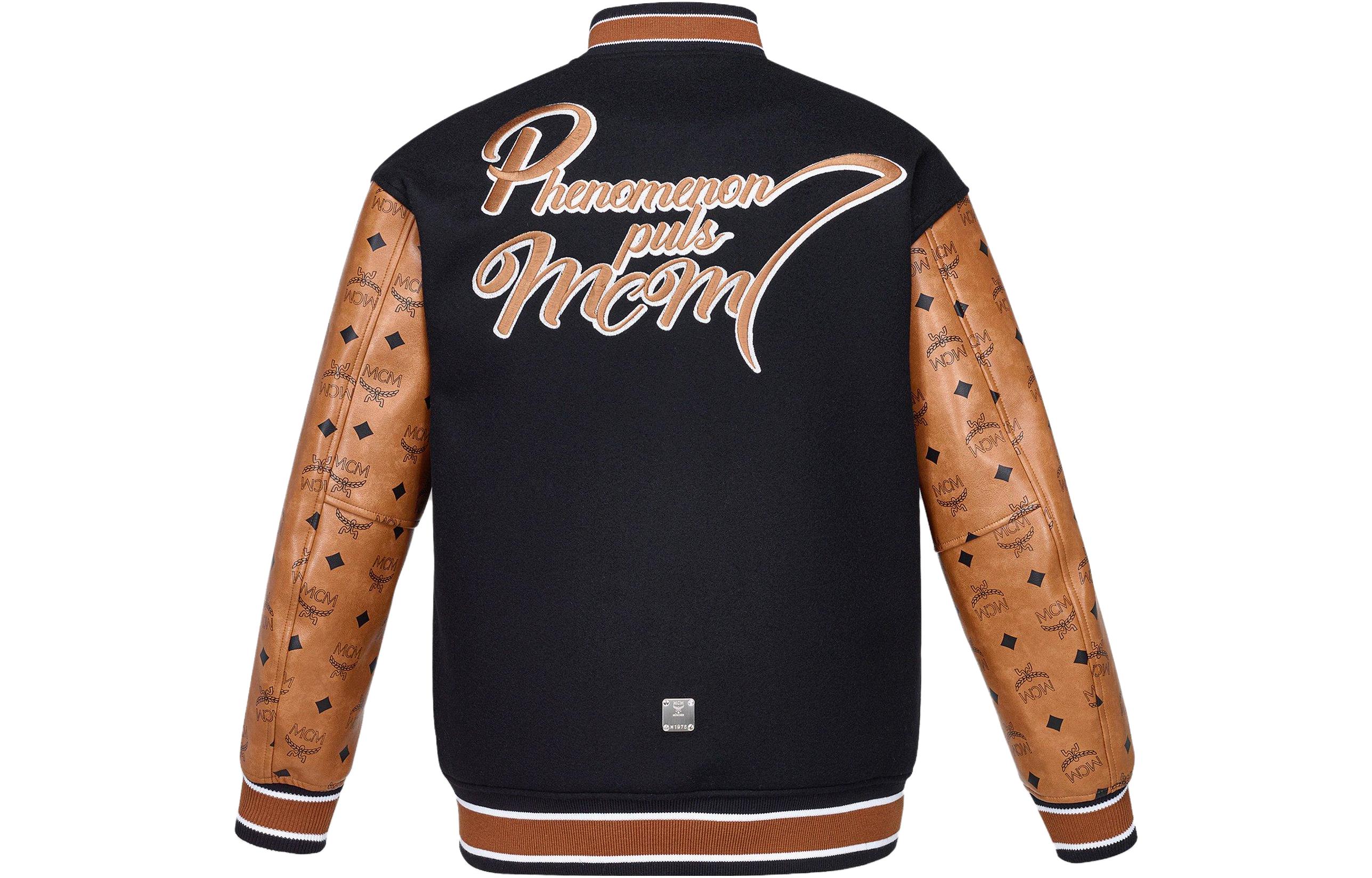 Lookbook MCM SS23  Black Embroidered Patchwork Button-Up Baseball Jacket MHJDSJP01BK00M