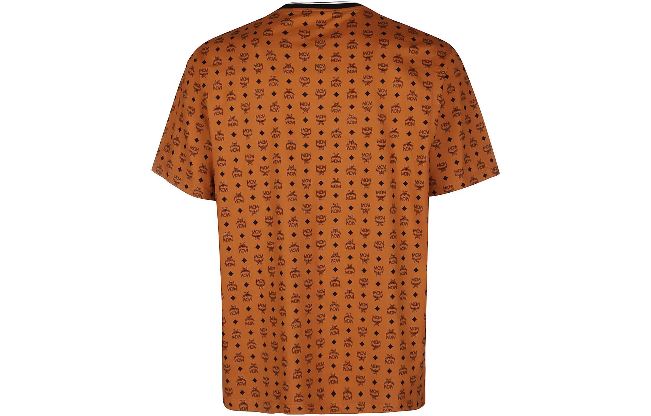 Lookbook MCM SS23 All-Over Logo Crewneck T-Shirt Red Brown  Tee MHTAAMM05CO