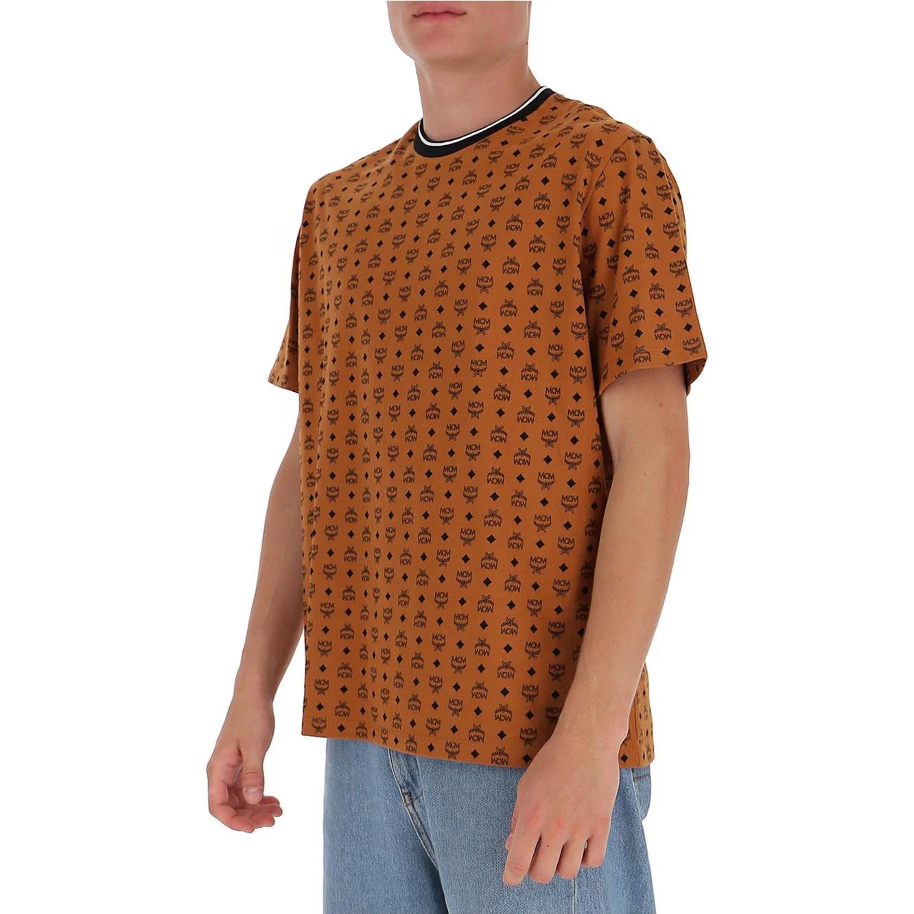 Details for MCM SS23 All-Over Logo Crewneck T-Shirt Red Brown  Tee MHTAAMM05CO