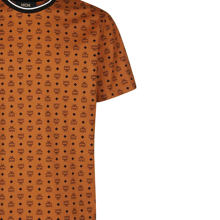 Cheap MCM SS23 All-Over Logo Crewneck T-Shirt Red Brown  Tee MHTAAMM05CO