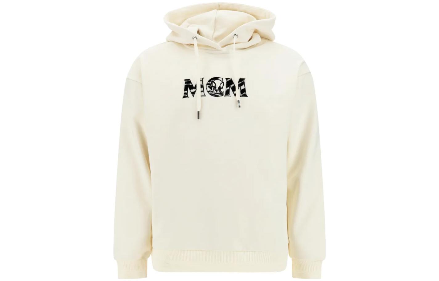 MCM SS23 Logo Appliqué Casual Hoodie Men Beige MFADSMM02WG