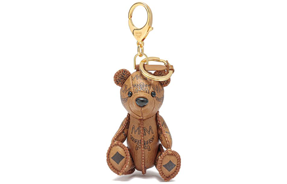 Order MCM SS23 Monogram Bear Key Charm Keychain Unisex Couple Accessory in Cognac. MXZAAXL01CO001【】
