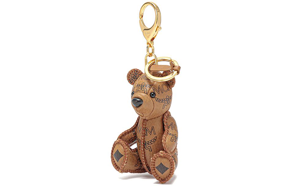 Lookbook MCM SS23 Monogram Bear Key Charm Keychain Unisex Couple Accessory in Cognac. MXZAAXL01CO001【】