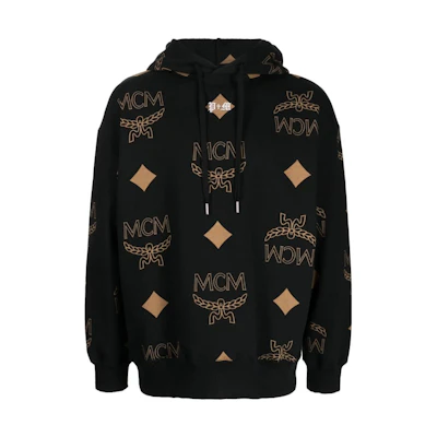 MCM SS23 Orange Monogram Print Crewneck Long Sleeve Sweatshirt Men MHAAAMD01C400L