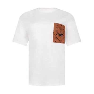 MCM SS24 Unisex White Crewneck T-Shirt with Logo Patch. MHTEAMM07WT