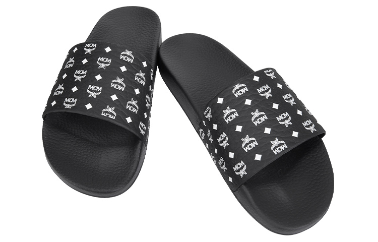Shop MCM Visetos Rubber Slide 'Black' MEX8AMM60BK042