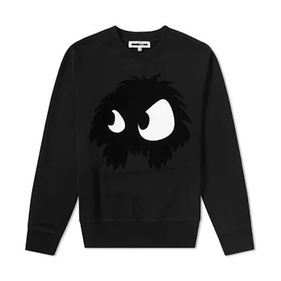 McQ Alexander McQueen Black Crewneck Sweatshirt with Monster Motif 415099-RKH51-1000