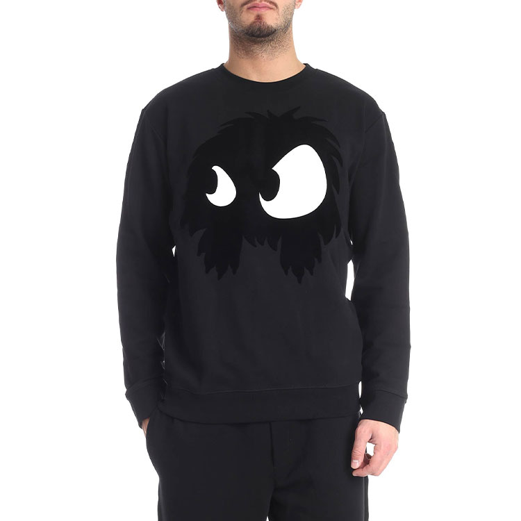 Shop McQ Alexander McQueen 黑色怪獸圖案圓領衛衣 415099-RKH51-1000