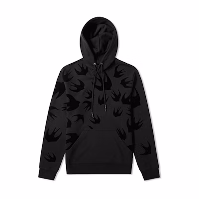 McQ Alexander McQueen Black Hoodie with Swallow Design 545412-RLT74-1000
