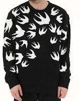 McQ Alexander McQueen Black Swallow Print Crewneck Sweatshirt 545415-RLT72-1000 McQ Alexander McQueen Black Swallow Print Crewneck Sweatshirt 545415-RLT72-1000