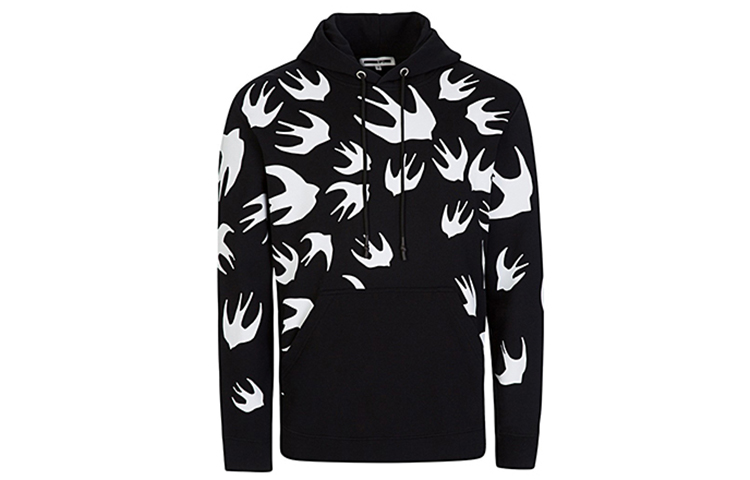 McQ Alexander McQueen Black Swallow Print Hoodie 545412-RLT72-1000