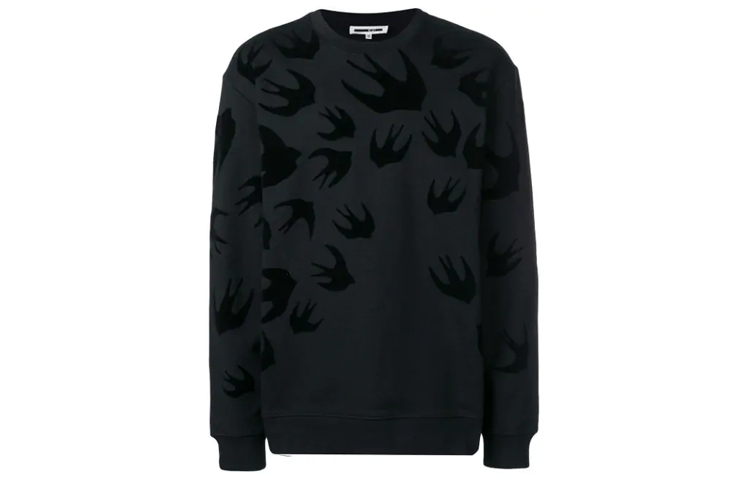 McQ Alexander McQueen Black Swallow Print Sweatshirt Long Sleeve 545415RLT74