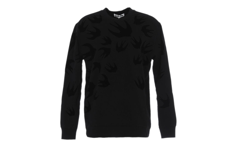 Order 맥큐 알렉산더 맥퀸 블랙 벨벳 제비 프린트 스웻셔츠 545415-RLT74-1000