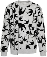 McQ Alexander McQueen Flocked Swallow Crewneck Sweatshirt Light Grey 519433-RLR33-1225 McQ Alexander McQueen Flocked Swallow Crewneck Sweatshirt Light Grey 519433-RLR33-1225