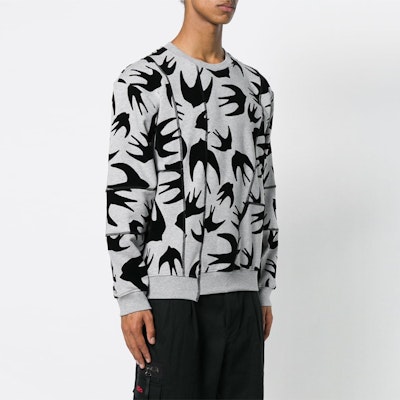 맥큐 알렉산더 맥퀸 플로크드 스왈로우 크루넥 스웻셔츠 라이트 그레이 519433-RLR33-1225 Shop 맥큐 알렉산더 맥퀸 플로크드 스왈로우 크루넥 스웻셔츠 라이트 그레이 519433-RLR33-1225