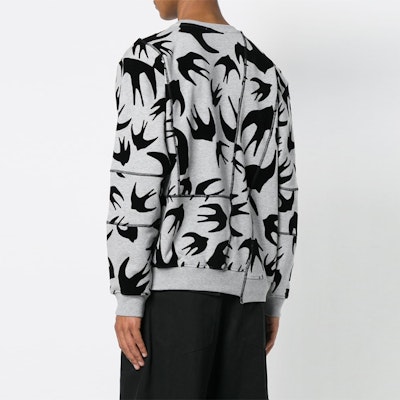 맥큐 알렉산더 맥퀸 플로크드 스왈로우 크루넥 스웻셔츠 라이트 그레이 519433-RLR33-1225 Purchase 맥큐 알렉산더 맥퀸 플로크드 스왈로우 크루넥 스웻셔츠 라이트 그레이 519433-RLR33-1225