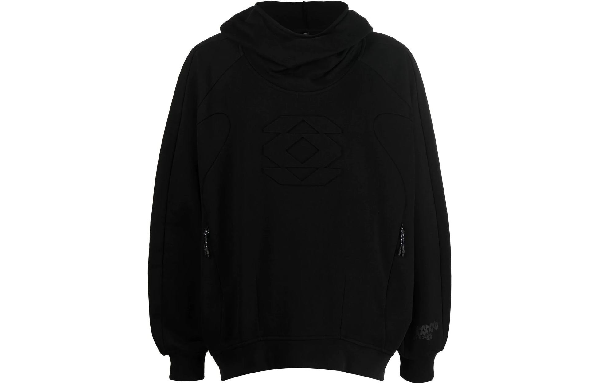 Order McQ Alexander McQueen FW22 Hoodie Lelaki Hitam Embossed Oversized. 701363-RTT06-1000