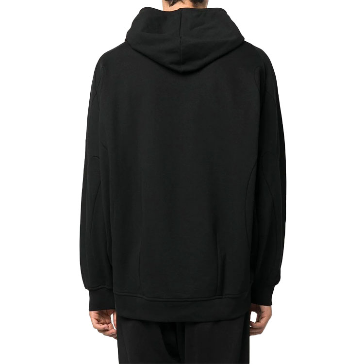 Shop McQ Alexander McQueen FW22 Hoodie Lelaki Hitam Embossed Oversized. 701363-RTT06-1000