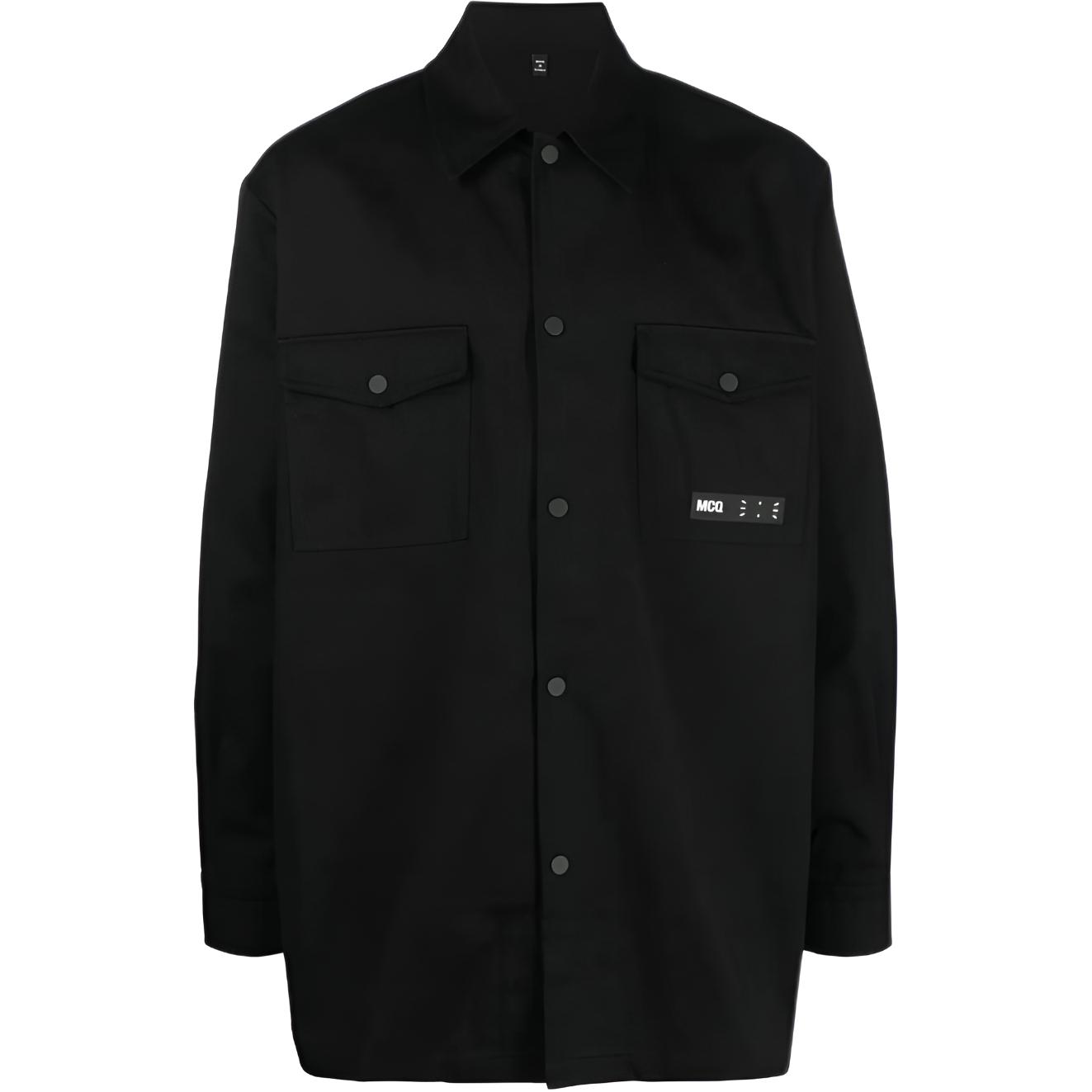 McQ Alexander McQueen FW22 Solid Patch Jacket-Style Long Sleeve Shirt Black Men 703113-RQP10-1000