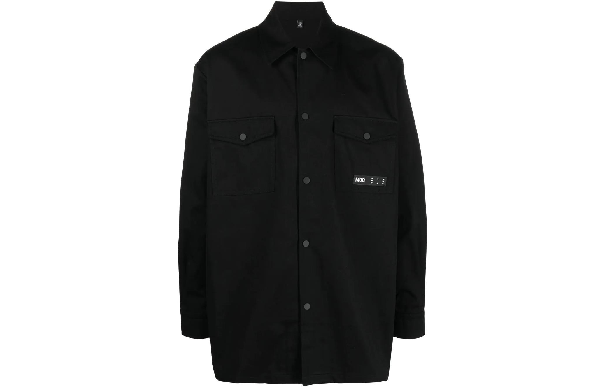 McQ Alexander McQueen FW22 Solid Patch Jacket-Style Long Sleeve Shirt Black Men 703113-RQP10-1000 圖 2