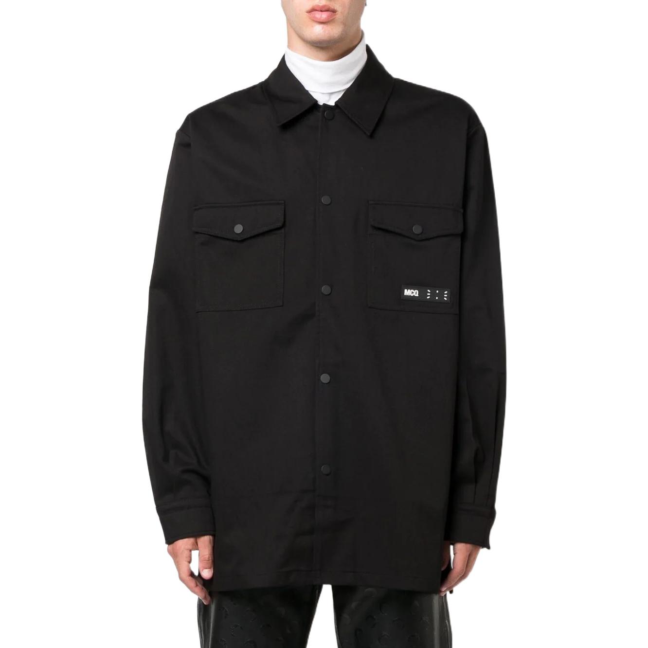 McQ Alexander McQueen FW22 Solid Patch Jacket-Style Long Sleeve Shirt Black Men 703113-RQP10-1000 圖 4