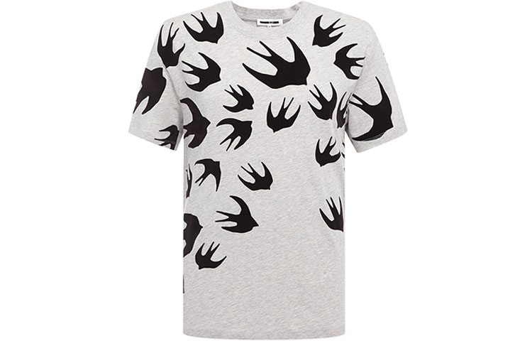 Order McQ 亚历山大·麦昆 灰色燕子印花棉质T恤 291571-RLT86-1225