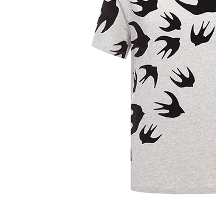 Sizing McQ 亚历山大·麦昆 灰色燕子印花棉质T恤 291571-RLT86-1225
