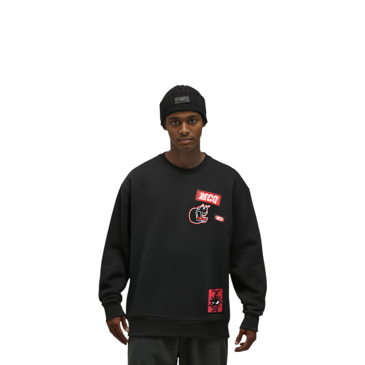 Shop McQ Alexander McQueen Pullover Crewneck Casual Sweatshirt Black 535620-RMT09-1000