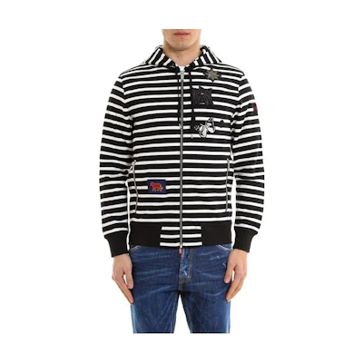 McQ Alexander McQueen Striped Badge Embroidered Hoodie Jacket Men Multicolor 453136-QIZU3-0901