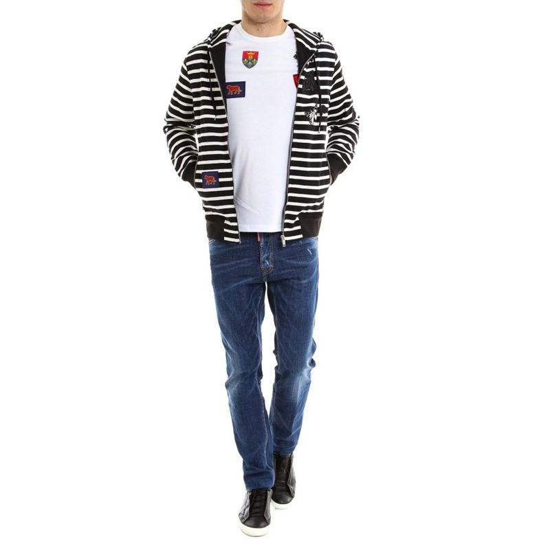 Shop McQ Alexander McQueen 條紋徽章刺繡連帽外套 男款 多色 453136-QIZU3-0901