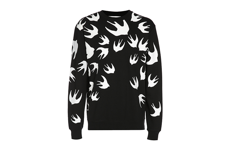 Order 맥큐 알렉산더 맥퀸 유니섹스 스왈로우 블랙 긴팔 스웨트셔츠 348190-RLT72-1000