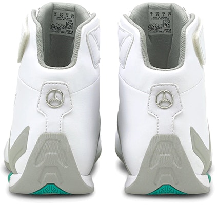 Mercedes-AMG Petronas Motorsport F1 x Puma A3ROCAT Mid 'White Spectra Green' 306849-01 Shop Mercedes-AMG Petronas Motorsport F1 x Puma A3ROCAT Mid 'White Spectra Green' 306849-01