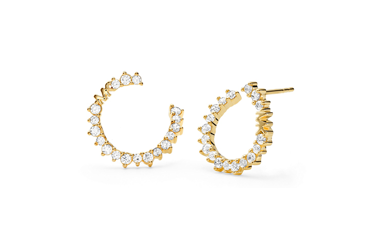 Michael Kors  925 Silver U-Shaped Gold Ring with Sparkling Diamonds. MKC1277AN710