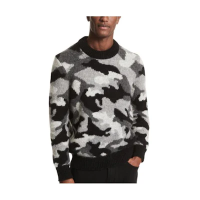 Michael Kors Black Camouflage Crewneck Sweater Long Sleeve CF1600V5SS001