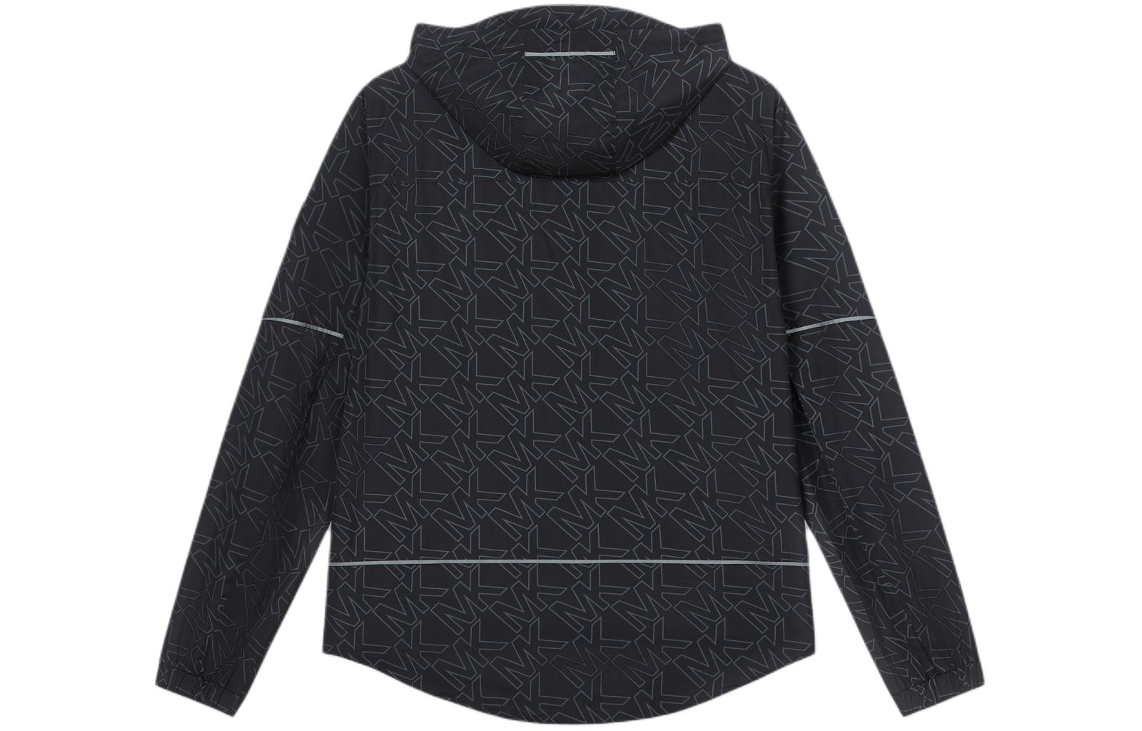 Lookbook マイケルコース ブラック フルプリント ロゴ フーディージャケット OF3202IA6D-001