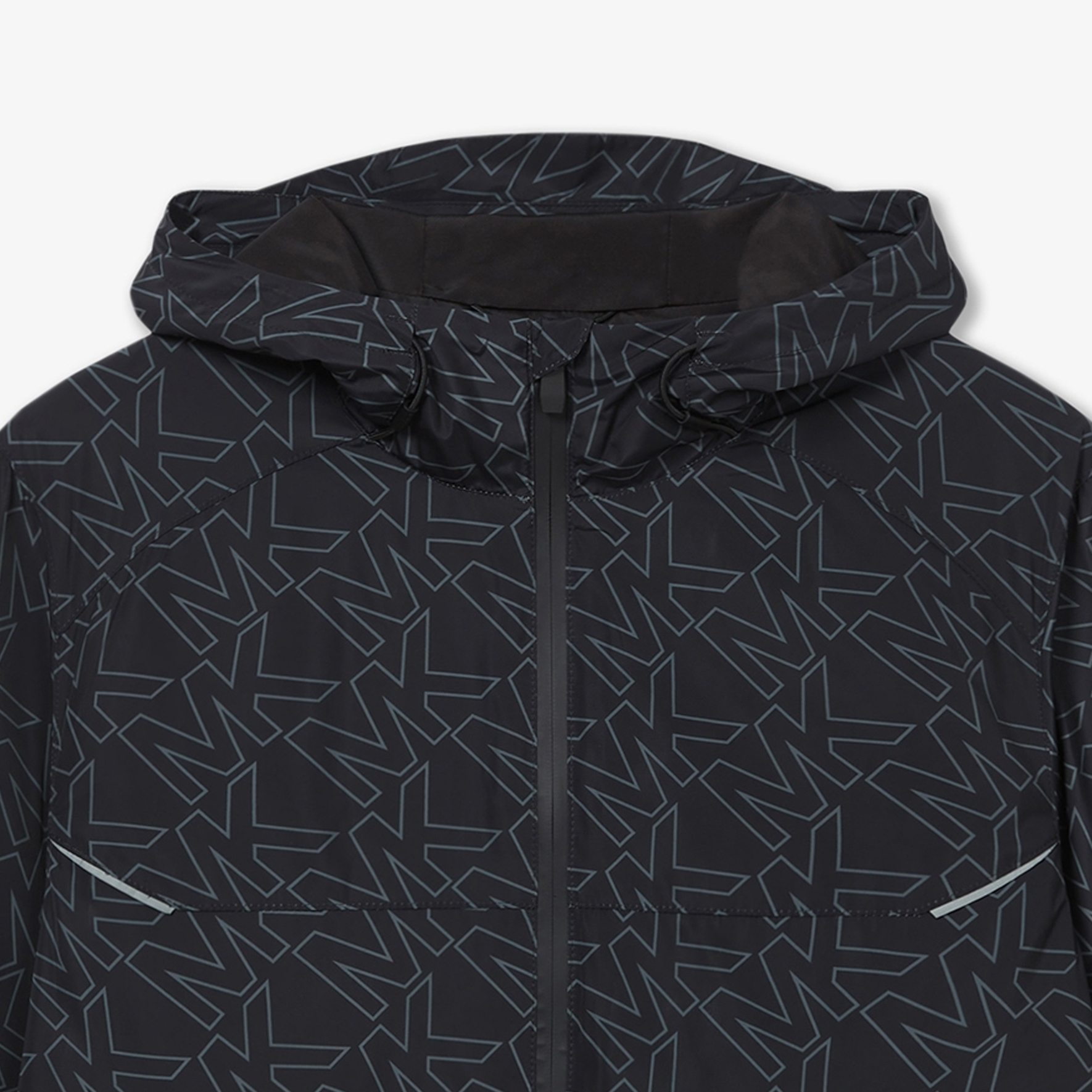 Purchase マイケルコース ブラック フルプリント ロゴ フーディージャケット OF3202IA6D-001