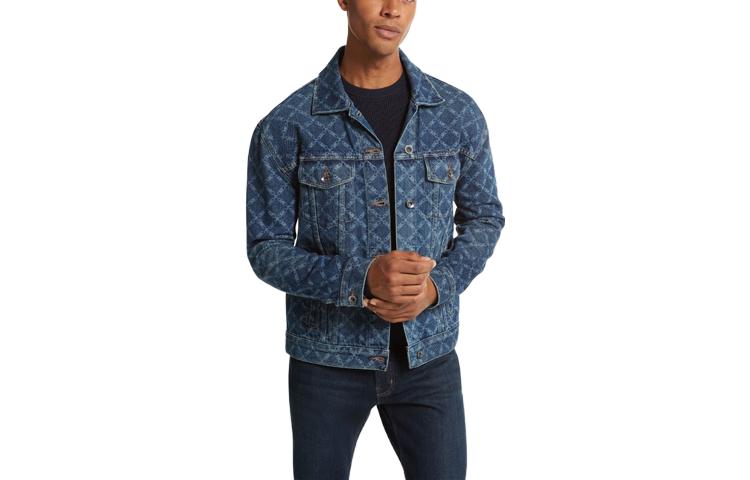 Order MICHAEL KORS Jaket Kasual Biru Corak Single-Breasted. CF3206MAHL-542