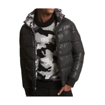 Michael Kors Reversible Camouflage Hooded Winter Jacket Black CF1201A350001
