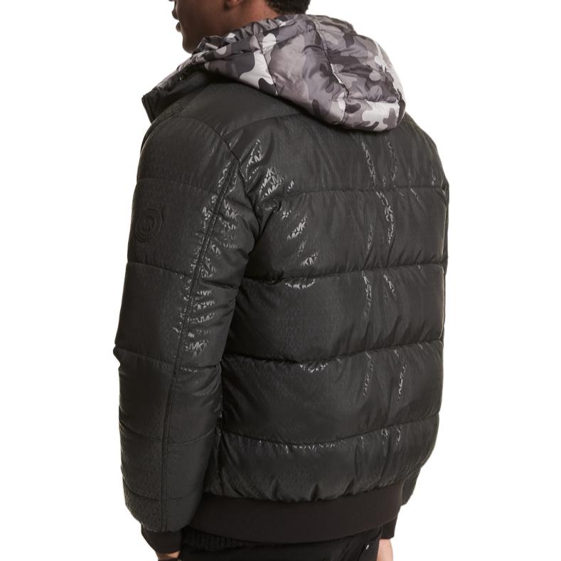 Shop Michael Kors Jaket Musim Sejuk Hooded Camouflage Boleh Balik Hitam CF1201A350001