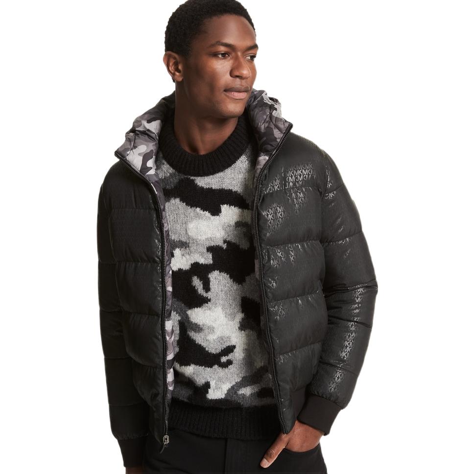 Purchase Michael Kors Jaket Musim Sejuk Hooded Camouflage Boleh Balik Hitam CF1201A350001