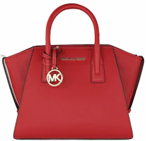 Michael Kors Avril Top-Zip Satchel Bag Small Flame Red Michael Kors Avril Top-Zip Satchel Bag Small Flame Red