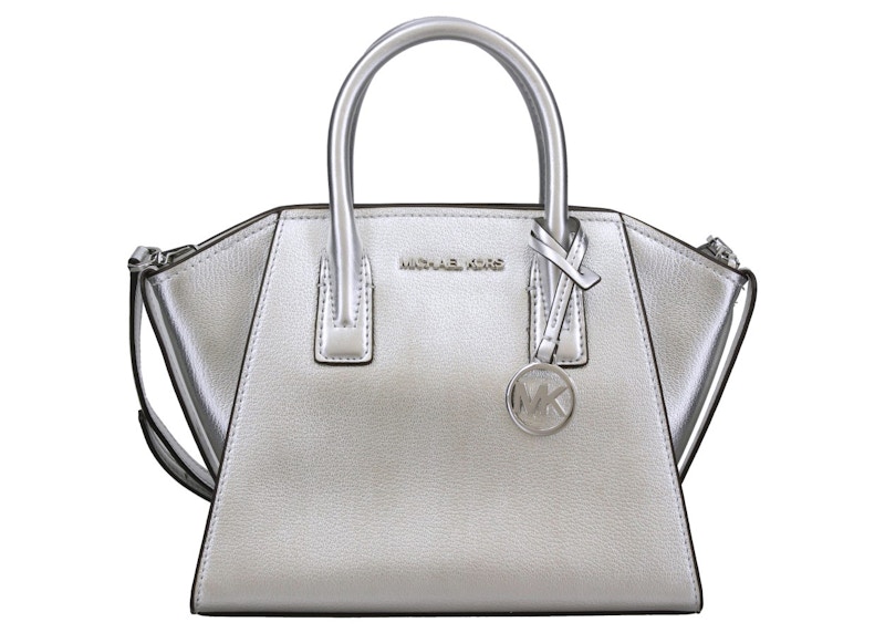Michael Kors Avril Top-Zip Satchel Bag Small Silver