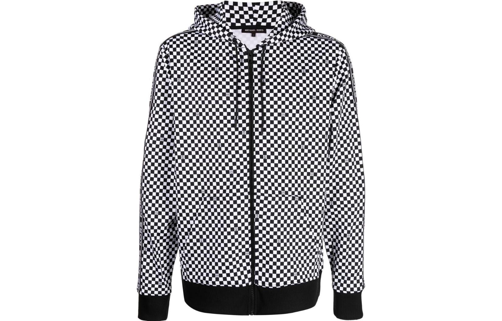 MICHAEL KORS Black Colorblock Stripe Casual Drawstring Hoodie CR150MN1X4001