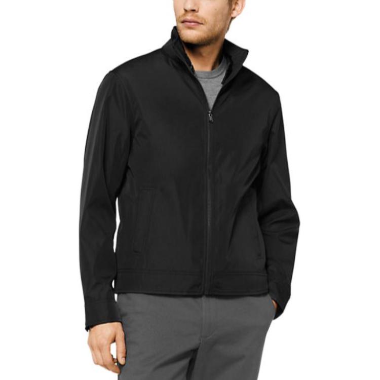 MICHAEL KORS Black High-Neck Logo Print Zip-Up Jacket CF2203G871-001