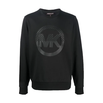 MICHAEL KORS Black Logo Print Hooded Puffer Jacket with Zipper 4V3CNA319VF-MXM