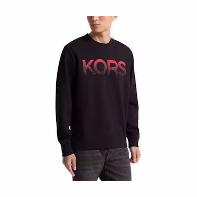MICHAEL KORS Black Logo Print Zip-Up Hoodie with Simple Design CS250RF4GE776