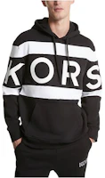 MICHAEL KORS Black Striped Logo Print Hoodie CS250T323G-0100 MICHAEL KORS Black Striped Logo Print Hoodie CS250T323G-0100