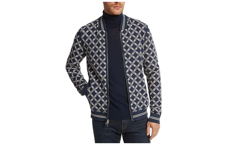 MICHAEL KORS Blue Logo Print High-Neck Sweatshirt for Men CS351K85GK-401