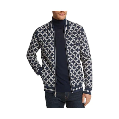 MICHAEL KORS Blue Logo Print High-Neck Sweatshirt for Men CS351K85GK-401
